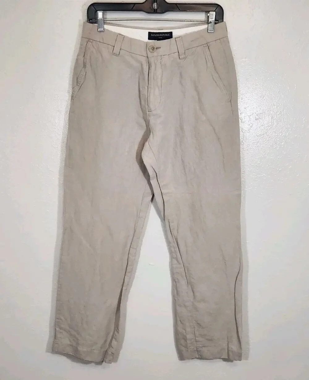 Banana Republic Linen Men 30x30 Pants Beige Chino Lightweight Resort Classic